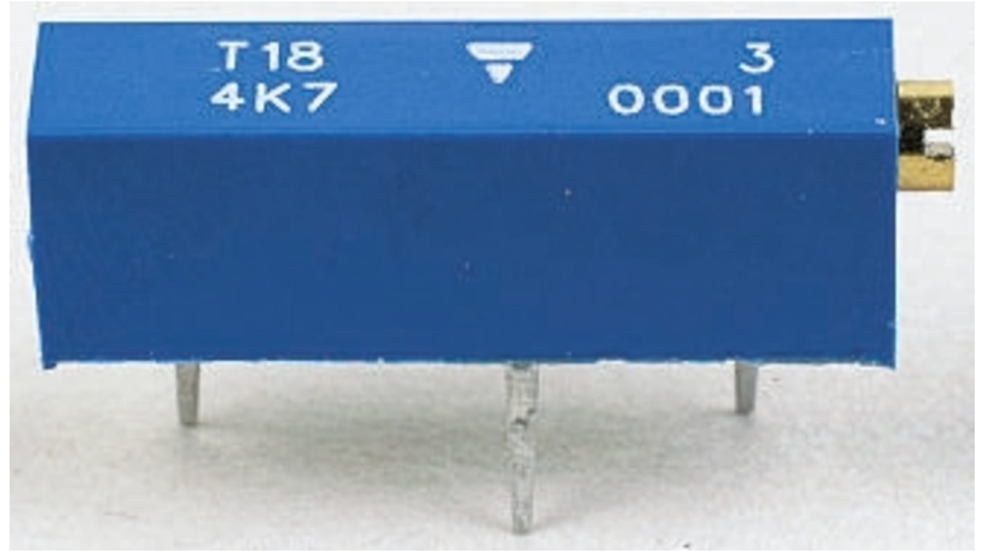 Potentiomètre trimmer Vishay série T18 2kΩ Traversant 15 tours Réglage sur le côté