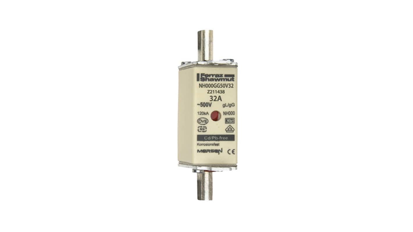 Mersen 32A NH Fuse, NH000, 500V ac