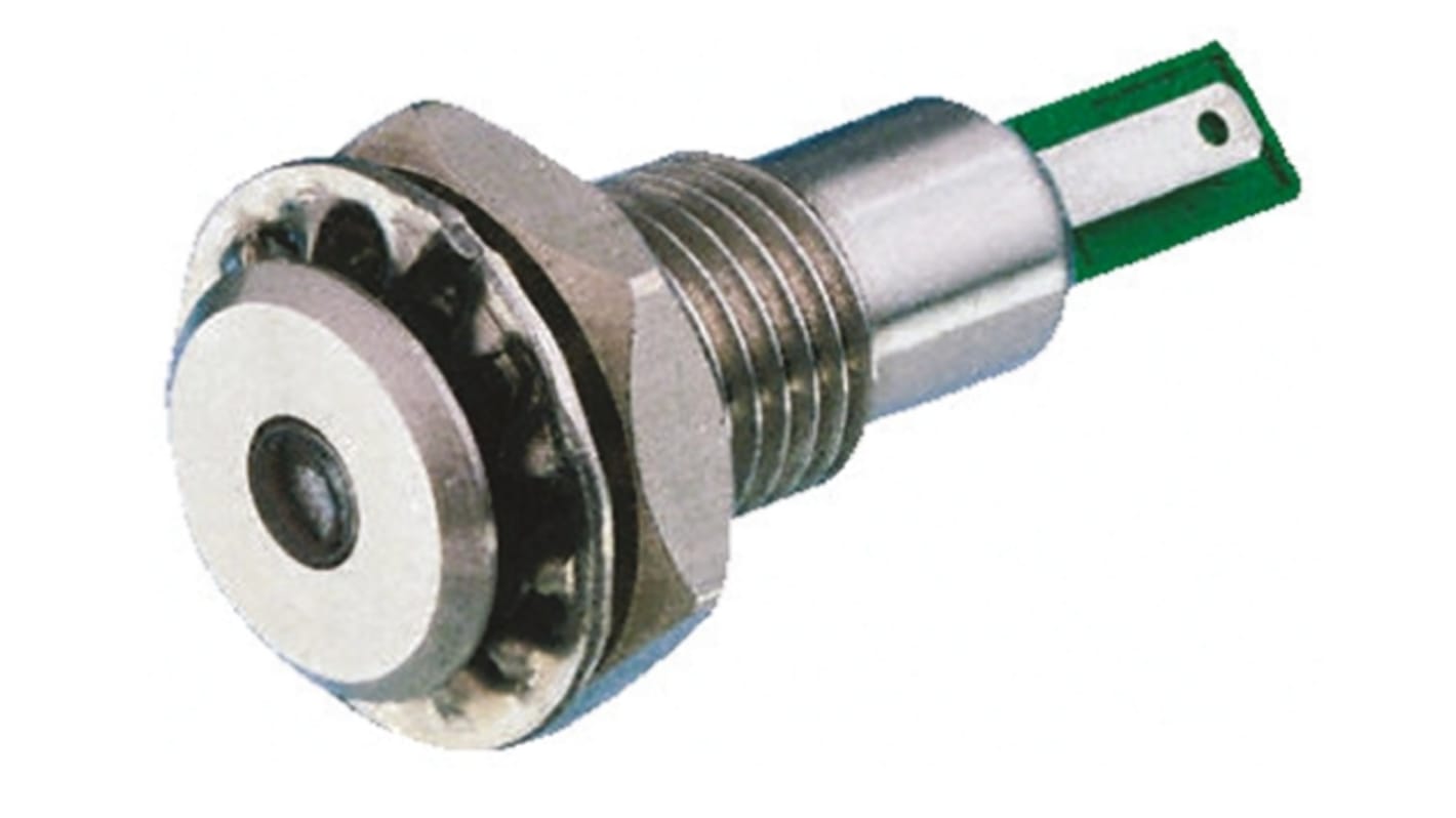 Bulgin パイロットランプ, 12V dc, 緑, 実装ホールサイズ:12.2mm, DX0505/GN/12