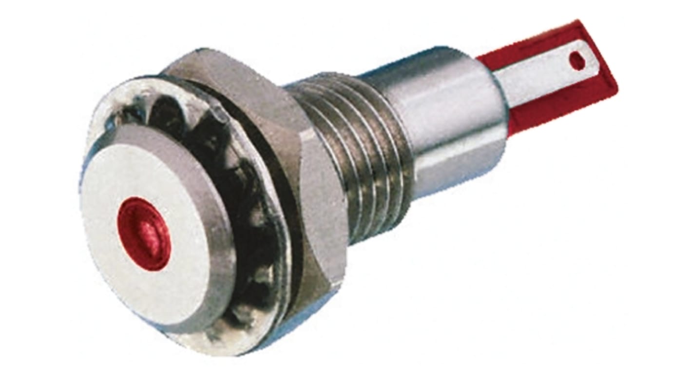 Bulgin Red Panel Mount Indicator, 24V dc, 12.2mm Mounting Hole Size, Solder Tab Termination, IP67