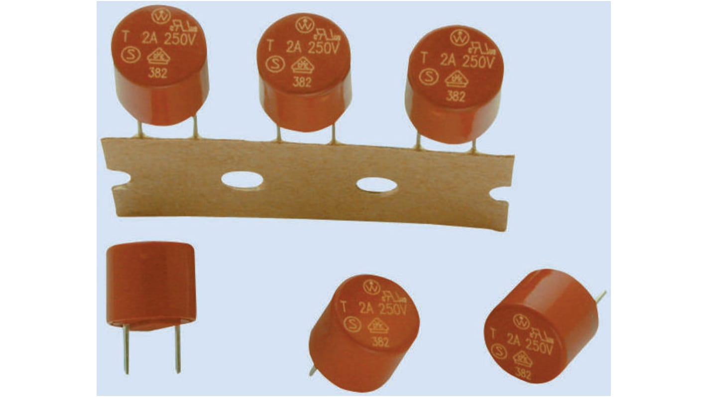 Wickmann TPC 板一次性保险丝, 1.6A, 250V 交流, 径向, Φ8.5mm x 8mm高