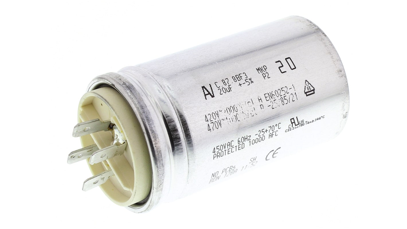 KEMET C87 Folienkondensator 20μF ±5% / 450V ac, Schraubmontage
