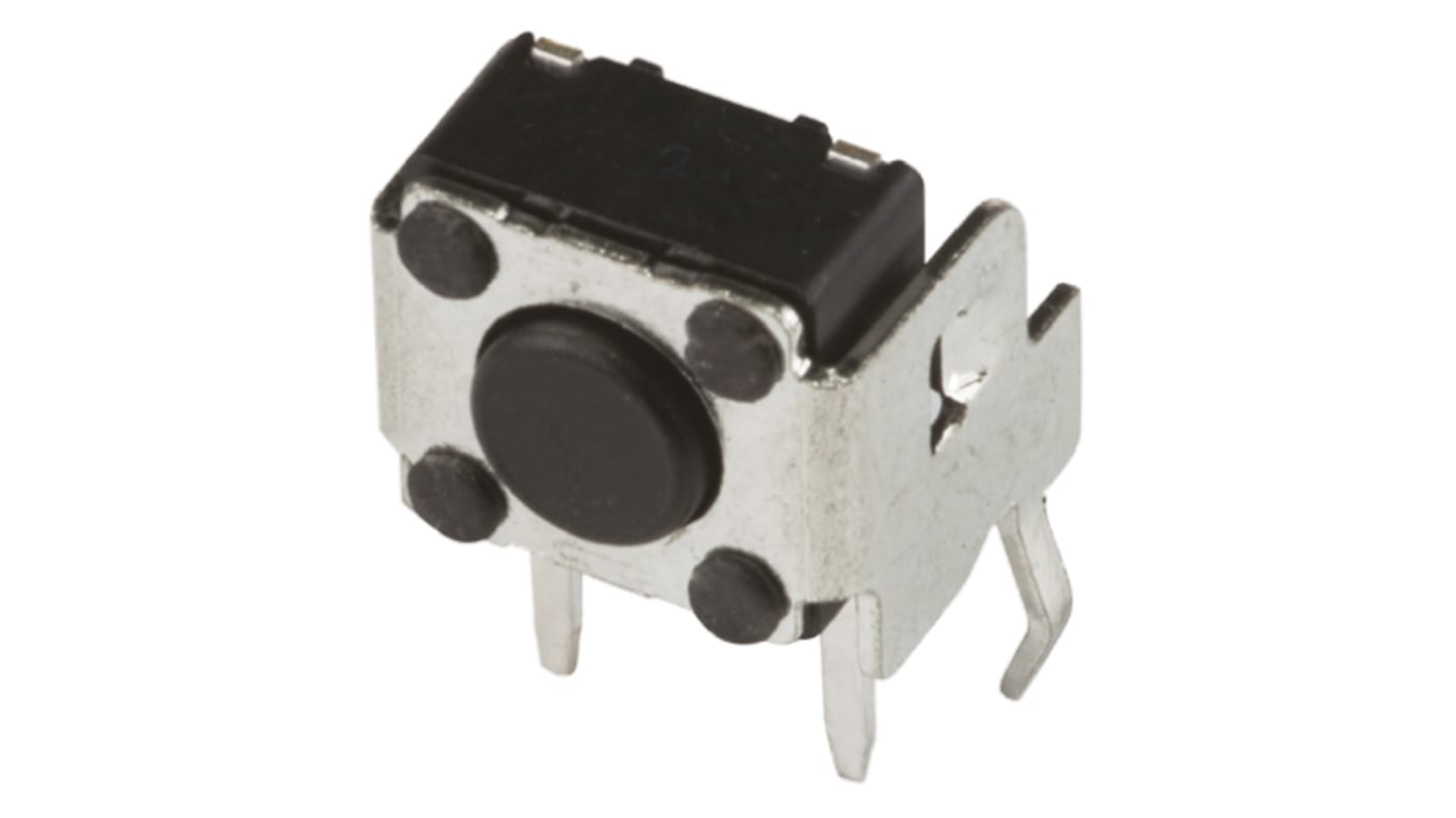 APEM Black Button Tactile Switch, SPST 50 mA @ 12 V dc 0.6mm