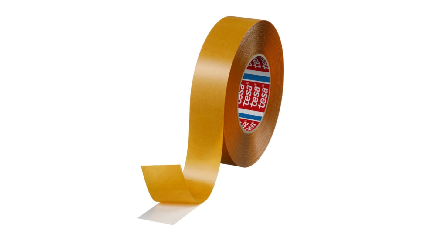 Tesa 透明双面塑料胶带, 38mm宽 x 50m长, 0.220mm厚, 丙烯酸粘胶, -40°C至+130°C, 13.5 牛/厘米粘合, 50N/cm拉伸, 51970