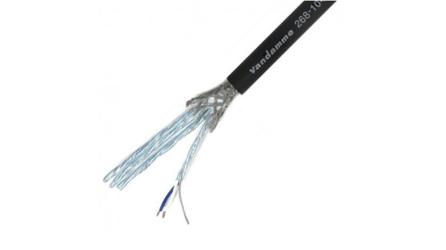 Van Damme Audio & Control Cable, 0.22 mm² CSA Screened, 9.6mm od, 10m, Black