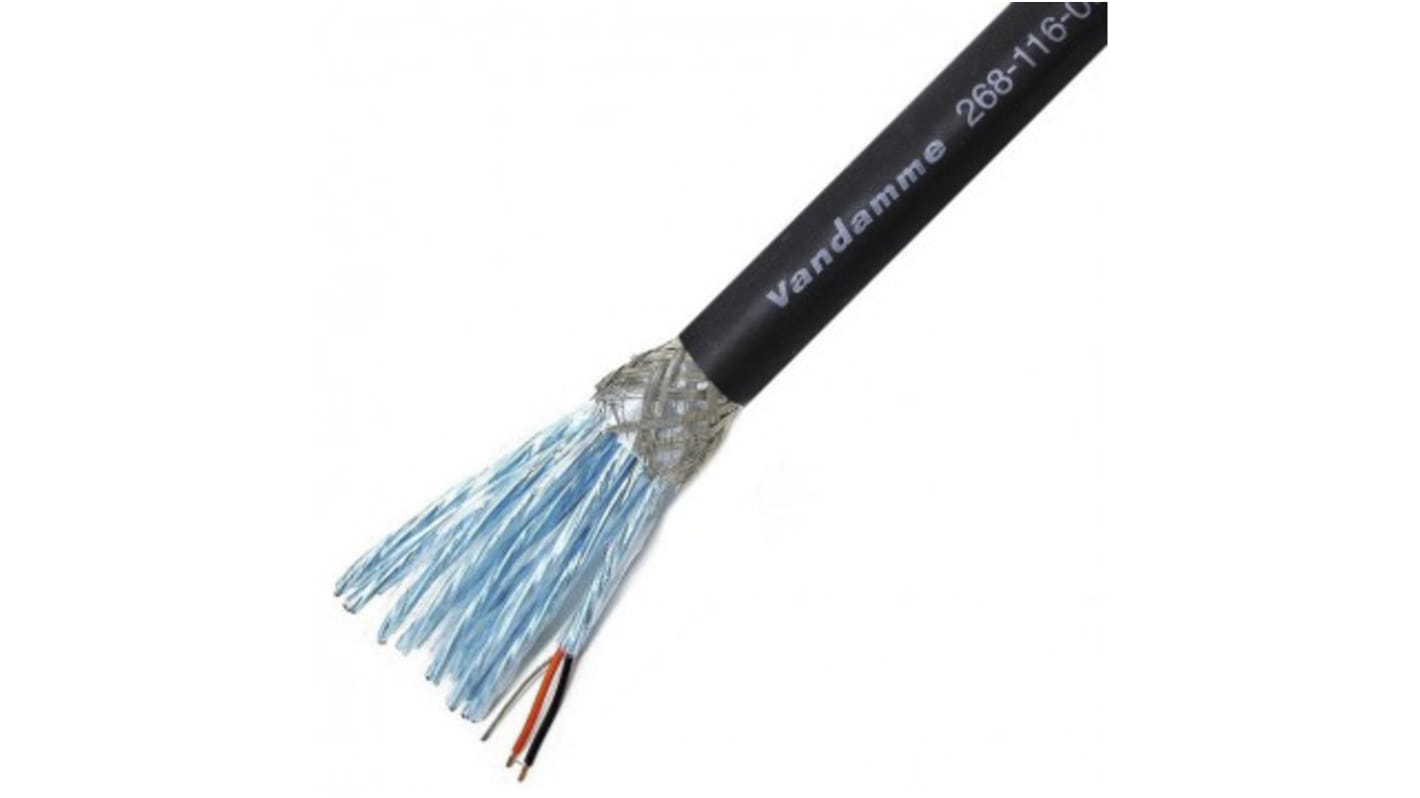 Van Damme Audio & Control Cable, 0.22 mm² CSA Screened, 14.5mm od, 10m, Black