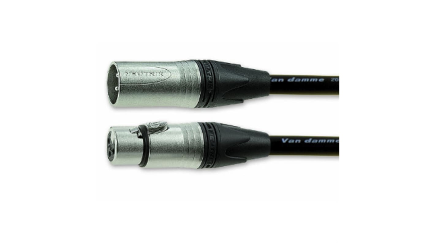 Van Damme Male 3 Pin XLR to Female 3 Pin XLR  Cable, Black, 5m