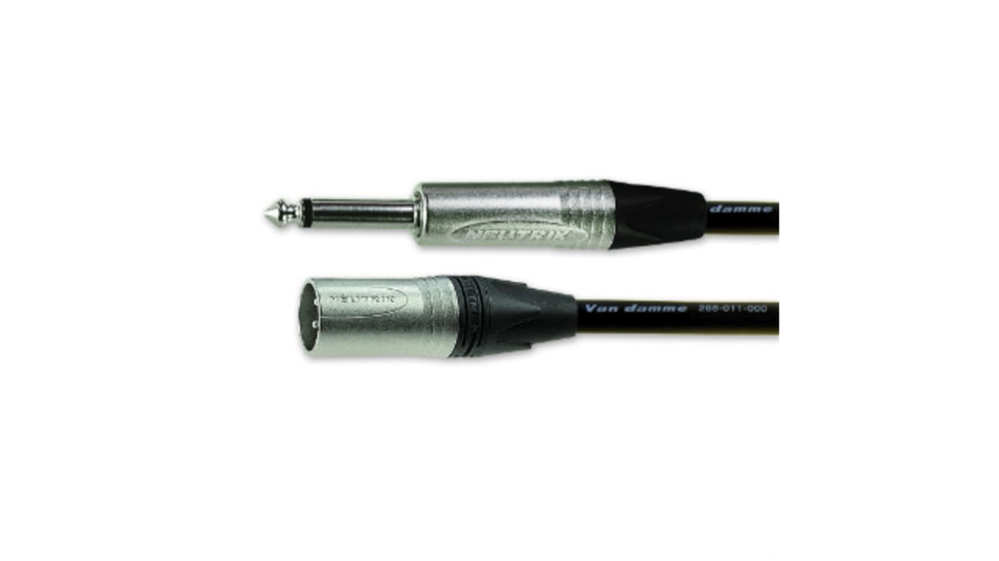 Van Damme Male 3 Pin XLR to Male 6.35mm Mono Jack  Cable, Black, 5m