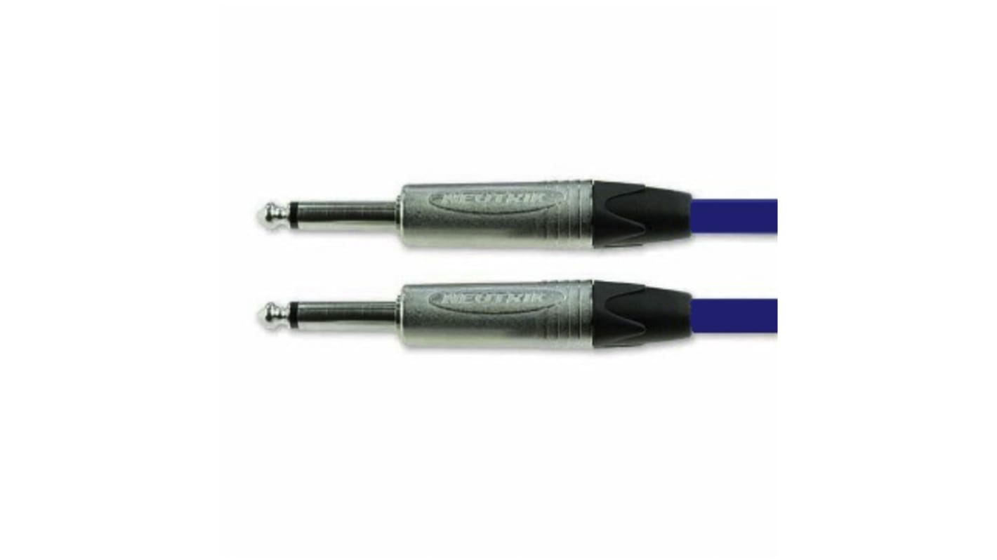 Van Damme Male 6.35mm Mono Jack to Male 6.35mm Mono Jack Aux Cable, Blue, 3m