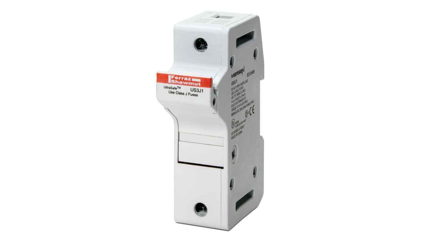 Mersen 30A Rail Mount Fuse Holder for 22 x 58mm Fuse, 3P, 600V ac
