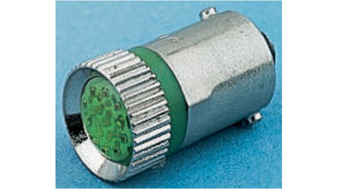 RS PRO Green LED Indicator Lamp, 28V ac/dc, BA9s Base, 10mm Diameter, 170/160mcd