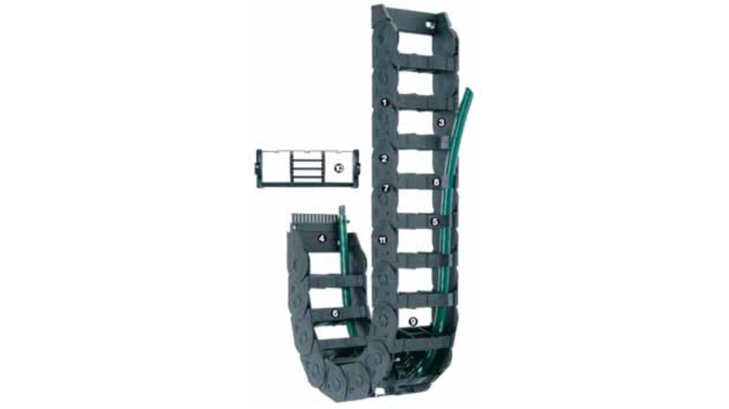 Igus E300, e-chain Black Cable Chain - Flexible Slot, W170 mm x D64mm, L1m, 150 mm Min. Bend Radius, Igumid NB