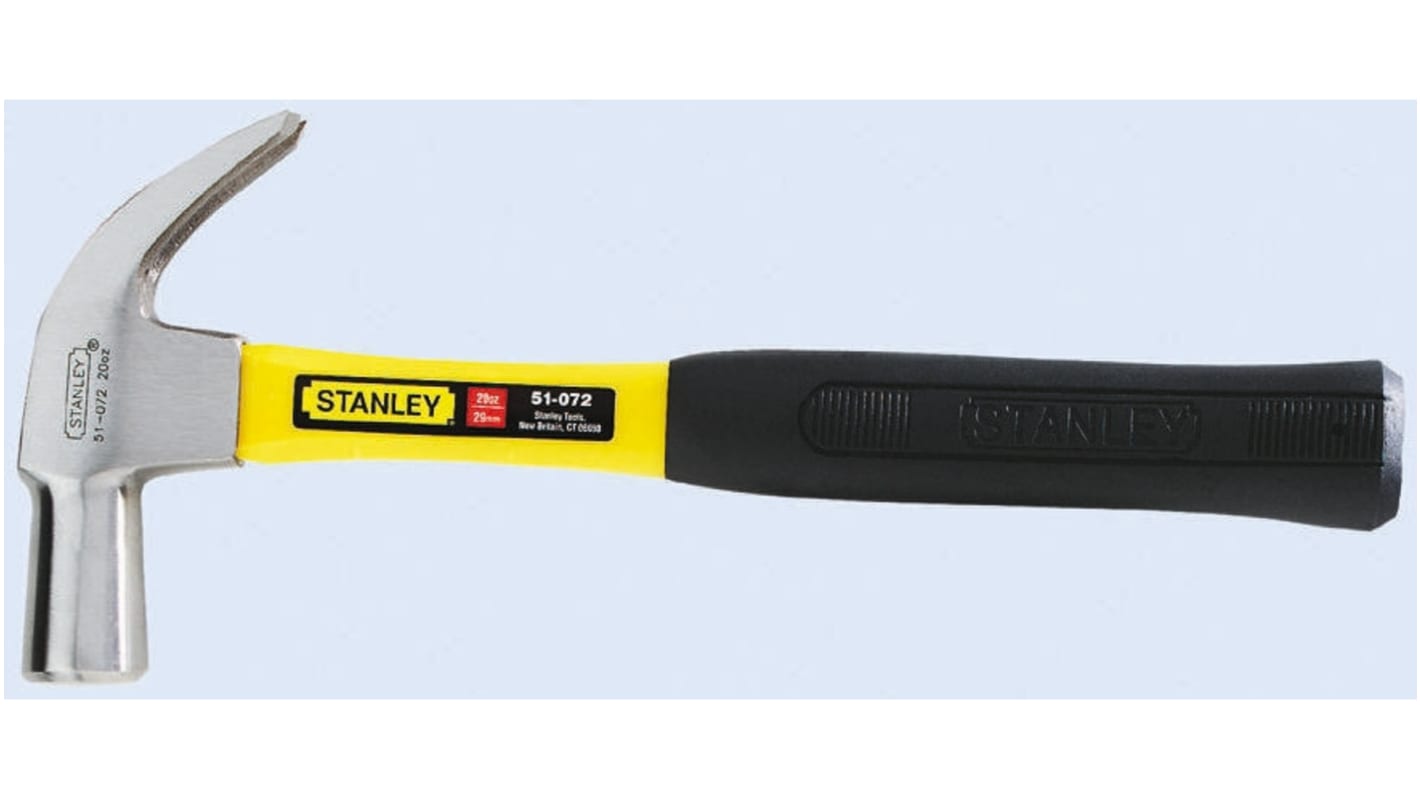 Stanley Works Claw Hammer with Fibreglass Handle, 450g