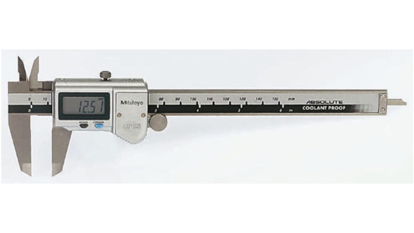 Mitutoyo 150mm, 6in Digital Caliper 0.01 mm Resolution, Imperial, Metric With UKAS Calibration