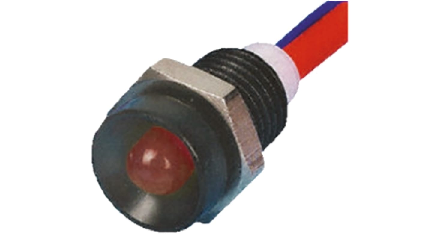 Tranilamp Red Indicator, 12V dc, 9.5mm Mounting Hole Size, Lead Wires Termination