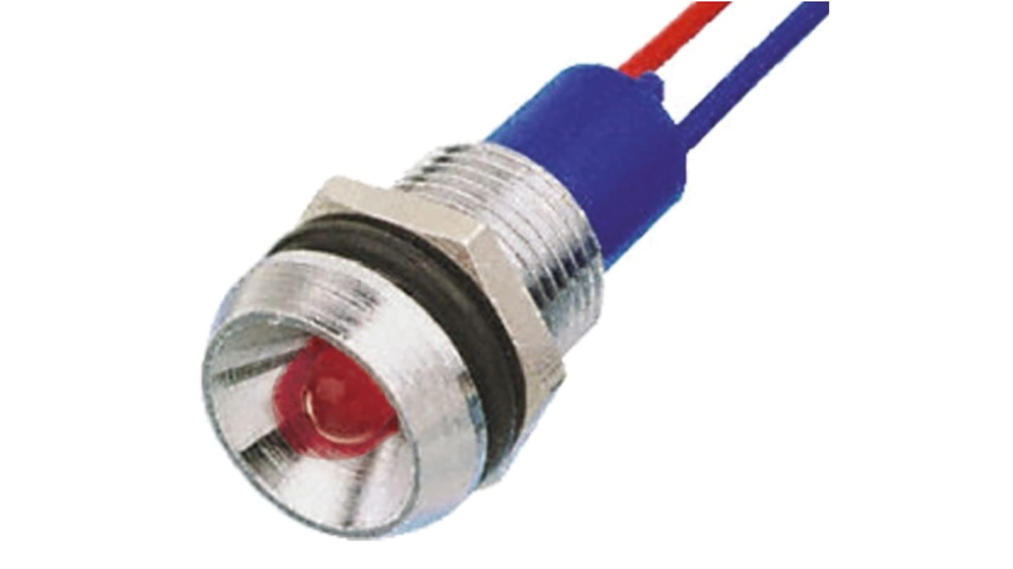 Tranilamp Red Panel Mount Indicator, 12V dc, 12.7mm Mounting Hole Size, Lead Wires Termination