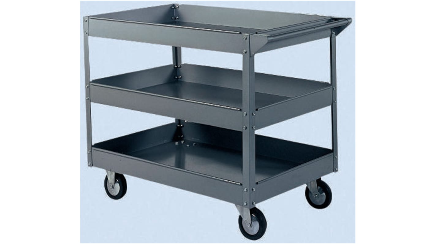 RS PRO 3 Shelf Metal Trolley, 910 x 605mm, 250kg Load
