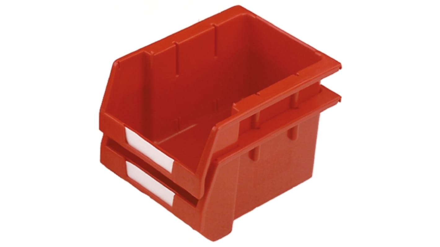 RS PRO PP Storage Bin, 130mm x 179mm, Red