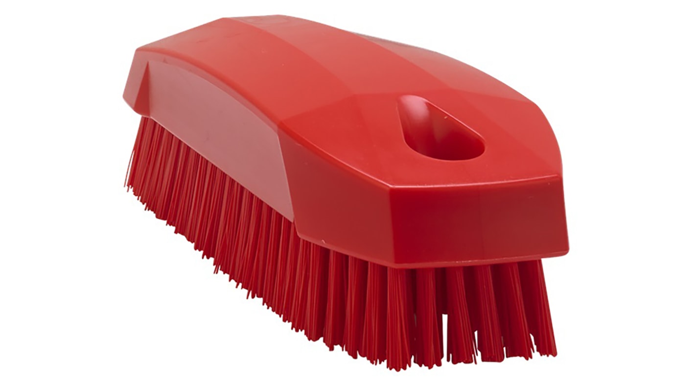 Vikan Hard Bristle Red Scrubbing Brush, 17mm bristle length, PET bristle material