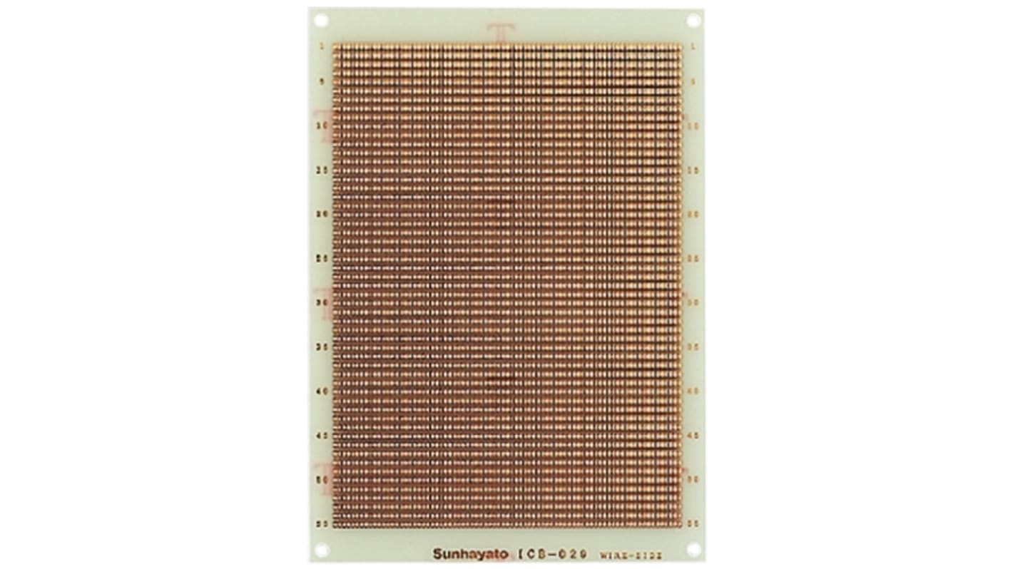 Sunhayato Double Sided Matrix Board FR4 0.75mm Holes, 1.27 x 1.27mm Pitch, 80 x 57.5 x 1.6mm