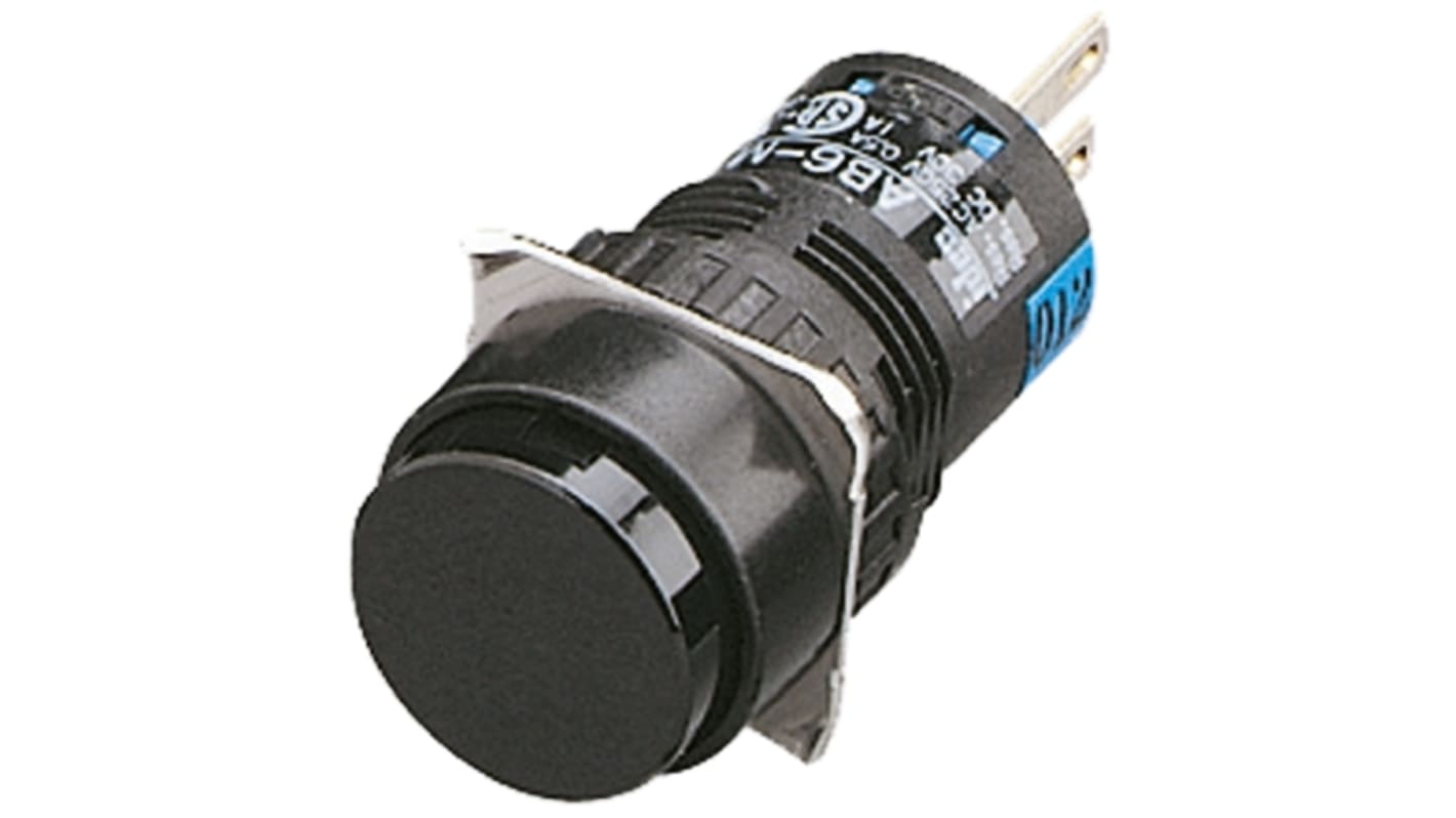 Idec Push Button Switch, Momentary, Panel Mount, 16.2mm Cutout, SPDT, 250V ac/dc, IP65