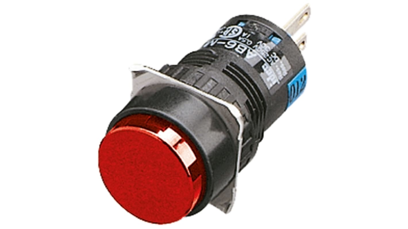 Idec Push Button Switch, Momentary, Panel Mount, 16.2mm Cutout, SPDT, 250V ac/dc, IP65
