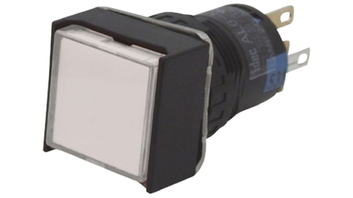 Idec Illuminated Push Button Switch, Momentary, Panel Mount, SPDT, White LED, 250V, IP65