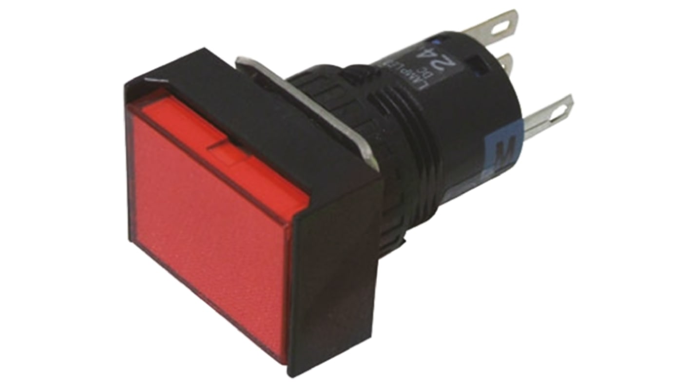 Idec Illuminated Push Button Switch, Momentary, Panel Mount, 16mm Cutout, DPDT, Red LED, 250V, IP65