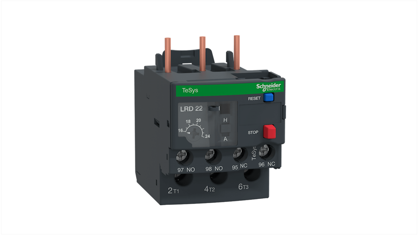 Relé de sobrecarga térmica Schneider Electric TeSys LRD, 1 NA + 1 NC, 16 → 24 A