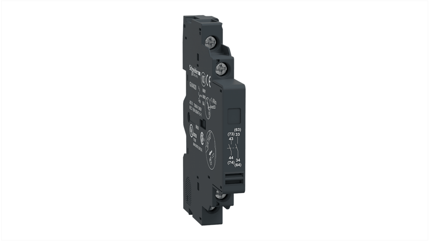 Schneider Electric Auxiliary Contact, 2 Contact, 2NO, Side Mount GVAN