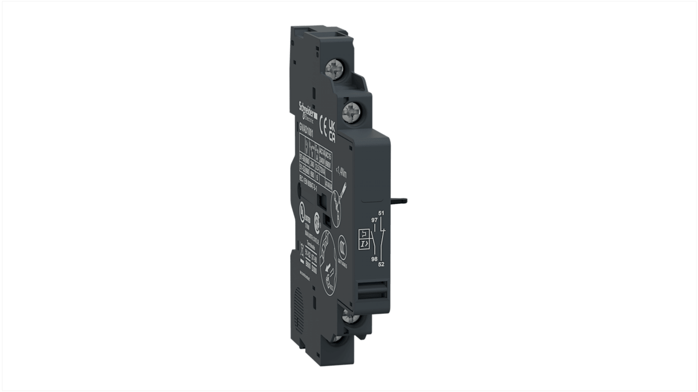 Schneider Electric Auxiliary Contact, 2 Contact, 1NC + 1NO, Side Mount