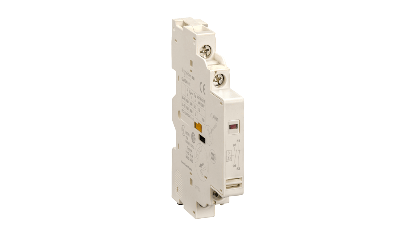 Schneider Electric Auxiliary Contact, 2 Contact, 1NC + 1NO, Side Mount, TeSys GVAD