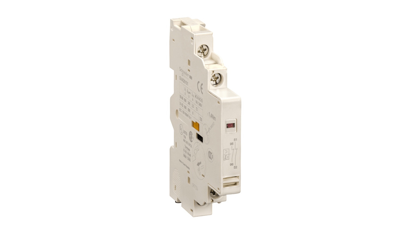 Schneider Electric Auxiliary Contact, 2 Contact, 1NC + 1NO, Side Mount, TeSys