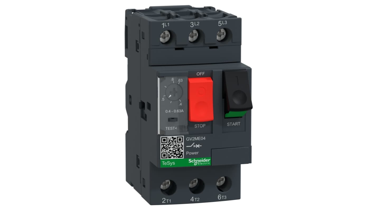 Interruttore automatico del motore Schneider Electric, 690 V, 0,4 → 0,63 A TeSys