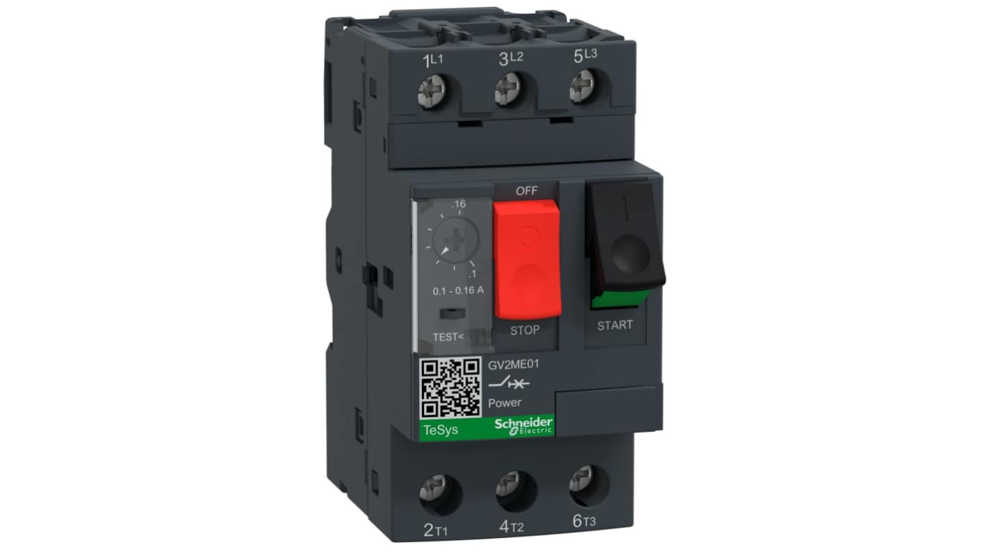 Interruttore automatico del motore Schneider Electric, 690 V, 0,1 → 0,16 A TeSys