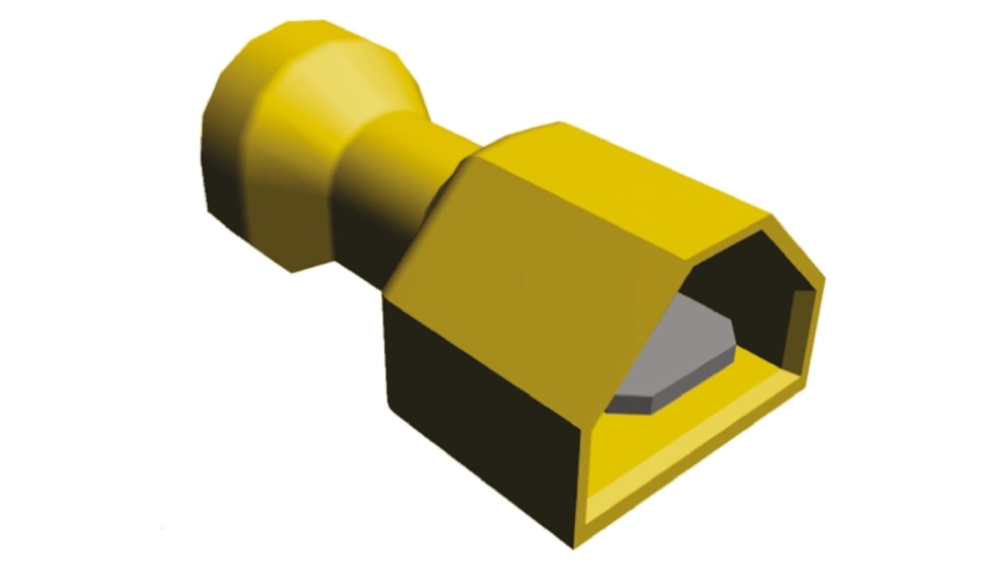 TE Connectivity Ultra-Fast .250 Yellow Insulated Male Spade Connector, Tab, 6.3 x 0.8mm Tab Size, 3mm² to 6mm²