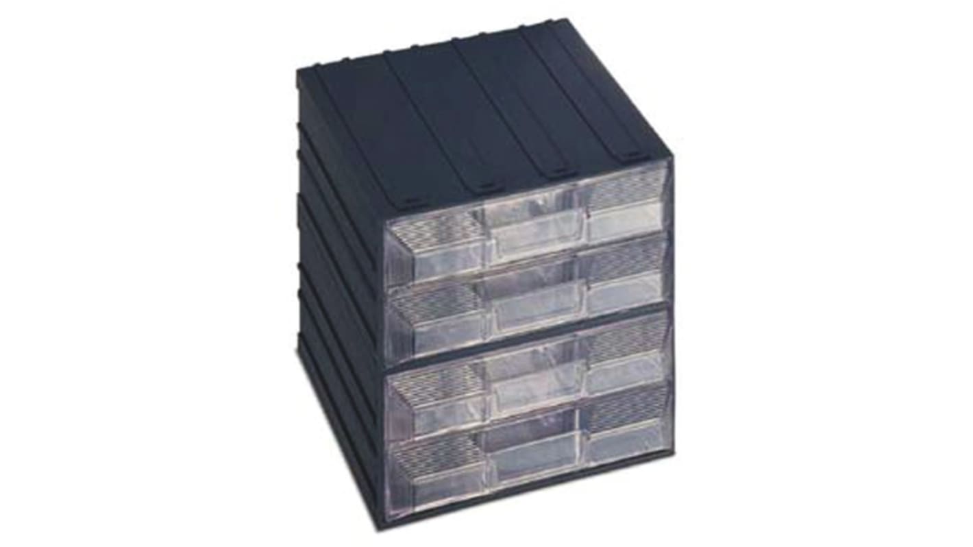 Terry 抽屉式收纳柜, 塑料外框, 208mm高 x 208mm宽 x 222mm深, 4个抽屉