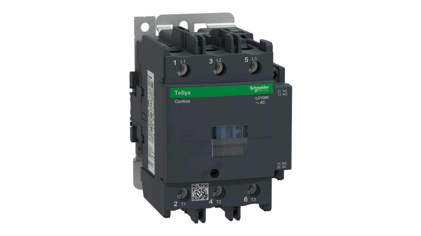 Contactor Schneider Electric TeSys D LC1D de 3 polos, 3 NA, 95 A, bobina 230 V ac, 45 kW