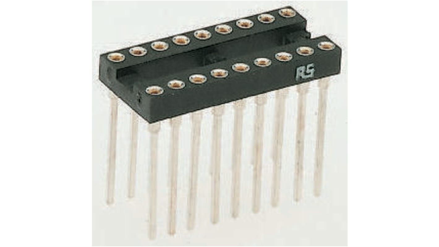 Winslow DIP40插座, 垂直, 15.24mm排宽, 2.54mm节距, 车削引脚, THT安装, 50.72 x 17.66 x 3mm
