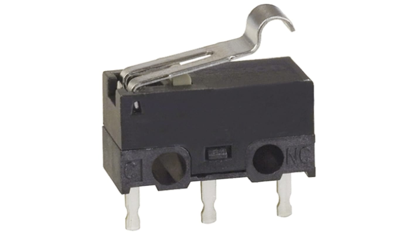Omron Simulated Roller Lever Micro Switch, PCB Terminal, 100 mA @ 30 V dc, SPDT, IP40