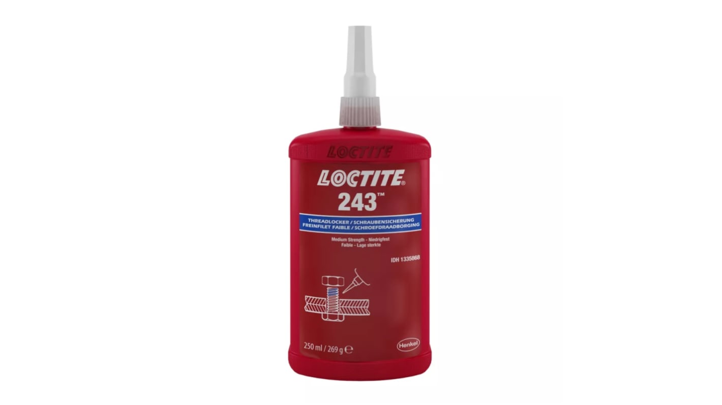 Loctite Loctite 243 Blue Threadlocking Adhesive, 250 ml, 24 h Cure Time