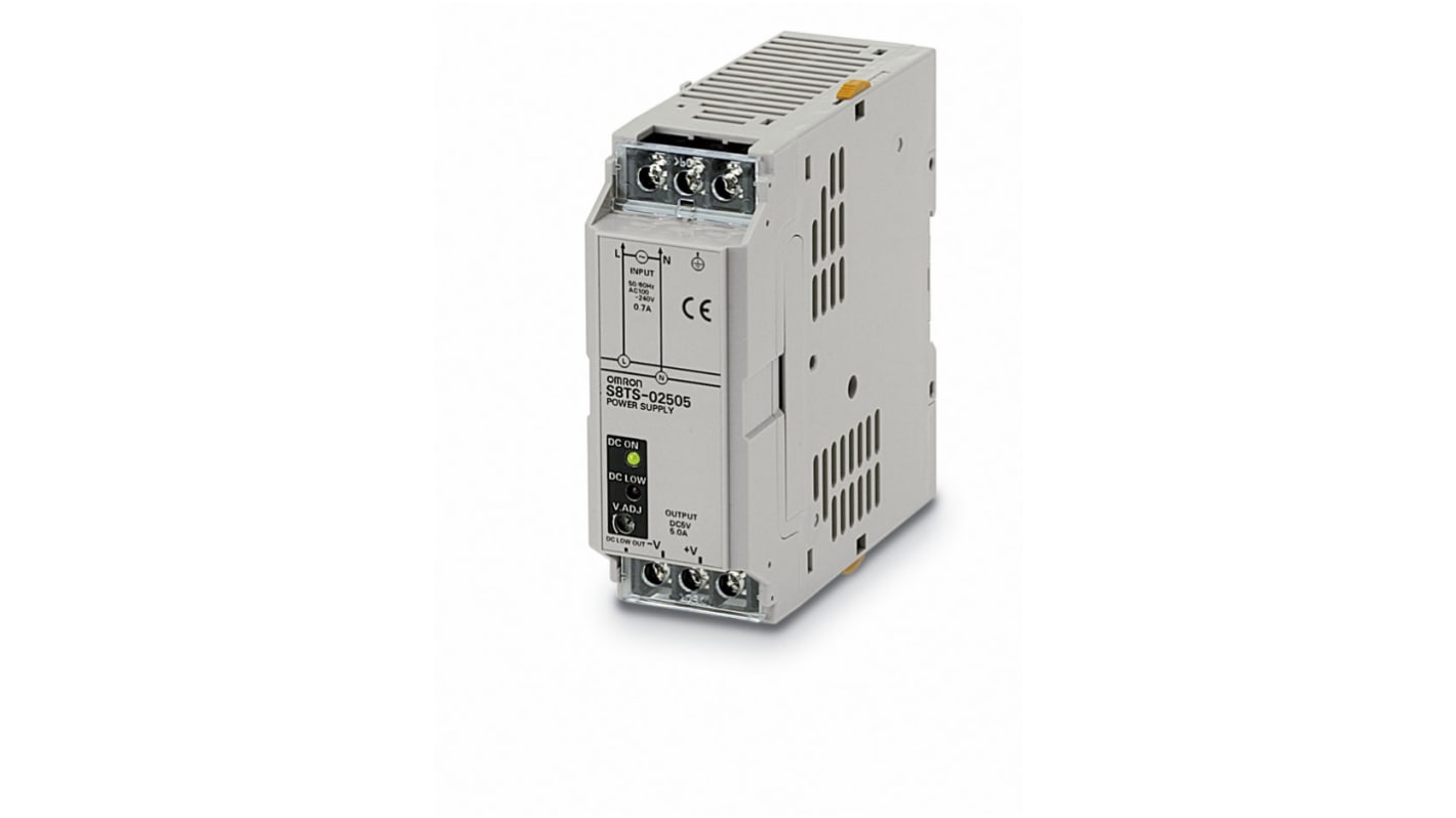 Zasilacz szyny DIN U wy 5V dc I wy 5A U we 85 → 264V ac Omron 25W impulsowy
