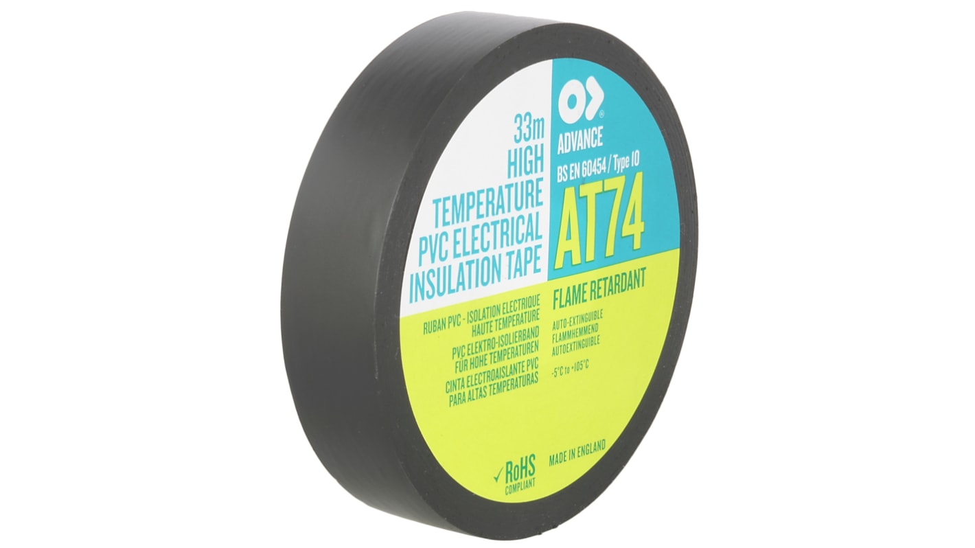 Advance Tapes AT74 Black PVC Electrical Tape, 19mm x 33m