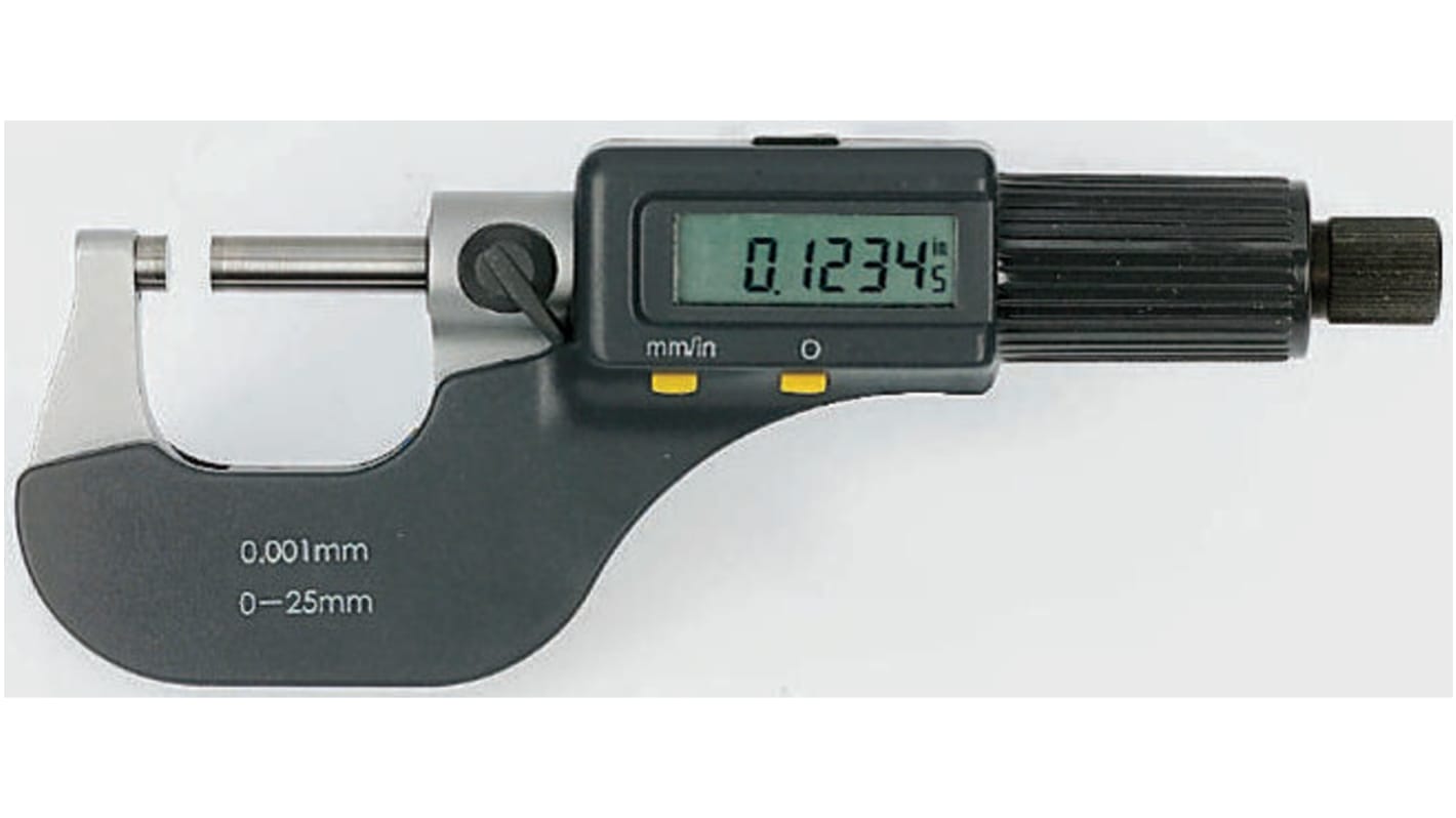 Micrómetro RS PRO ±0,002 mm 0,001 mm Imperial, Métrico Con calibración UKAS