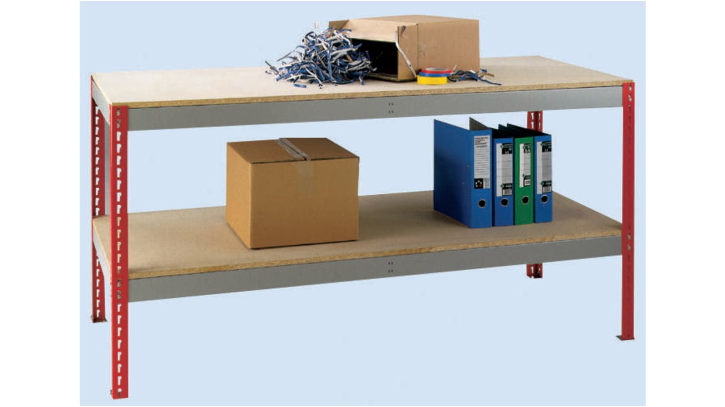 RS PRO Polcrendszer függőleges keret (Piros), Acél, 900mm x 1980mm, terhelhetőség: 300kg, 380mm