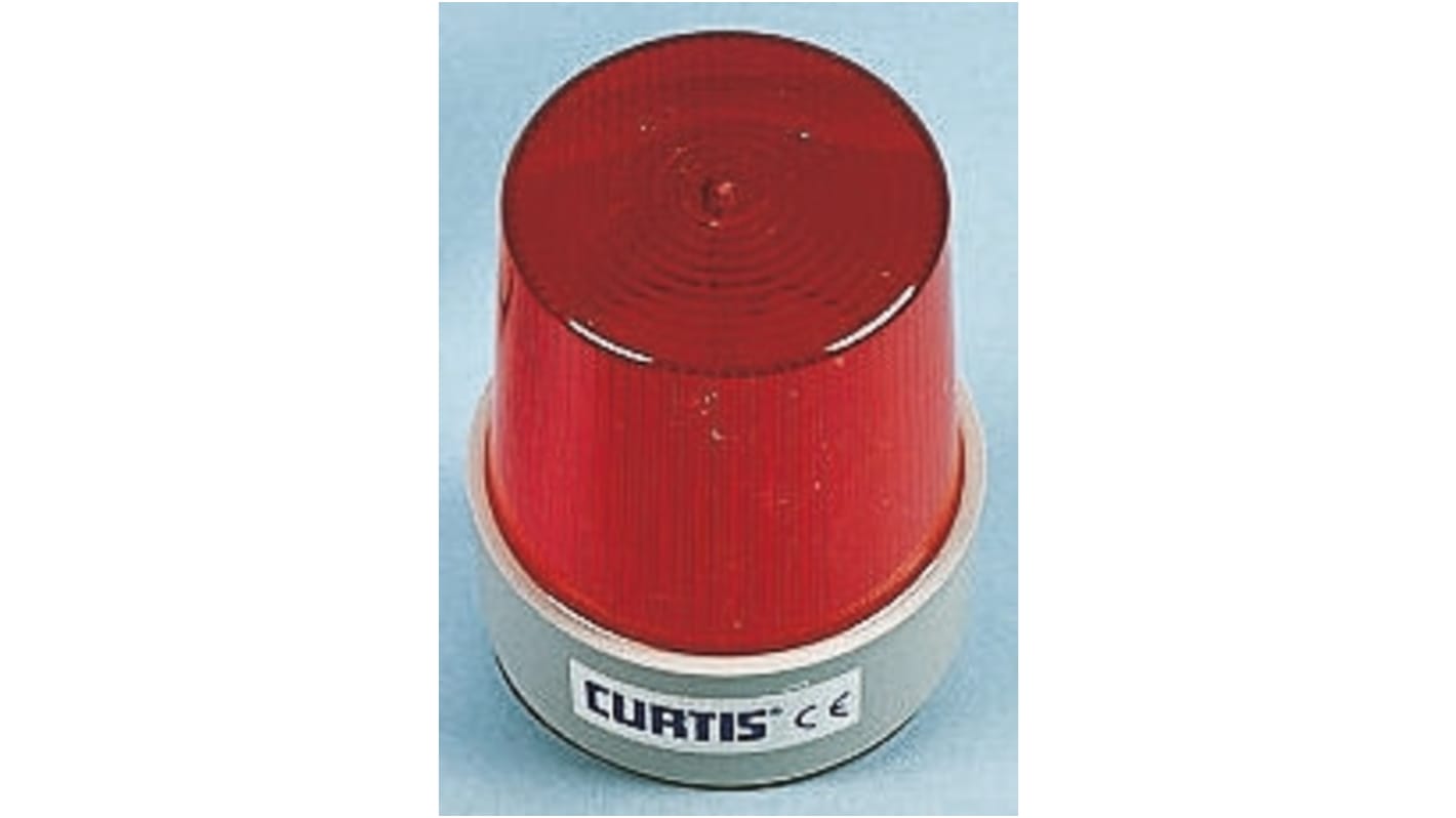 Curtis TB Series Red Flashing Beacon, 12 → 80 V dc, Base Mount, Xenon Bulb