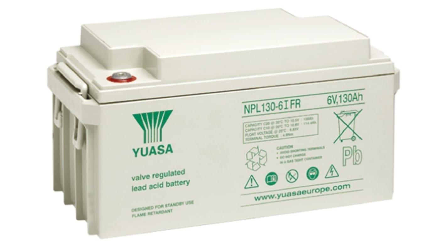 Yuasa 6V Insert M6 Sealed Lead Acid Battery, 130Ah