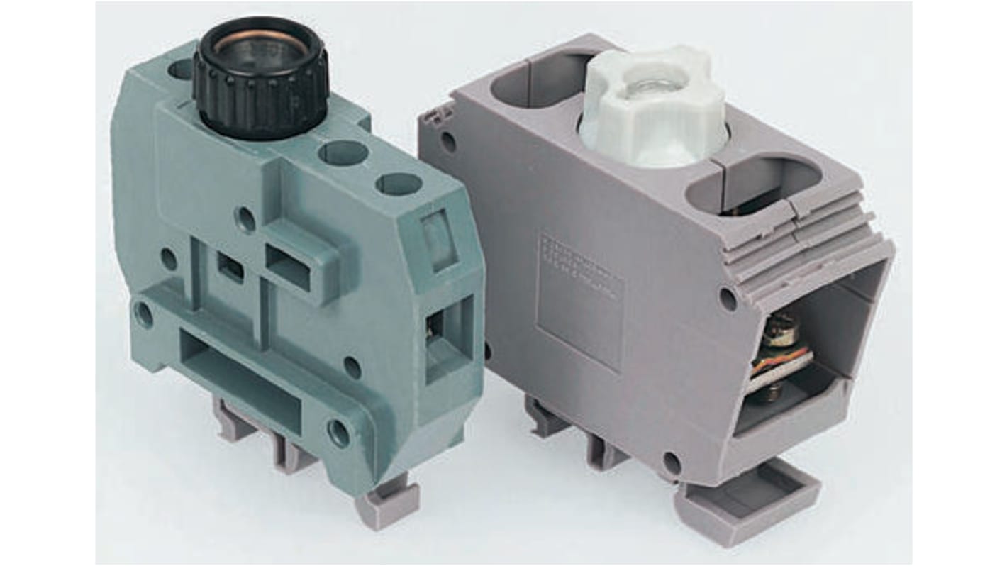 Entrelec 1SNA116298R2700 MB Series Black, Grey, 10mm², Screw Termination, Fused