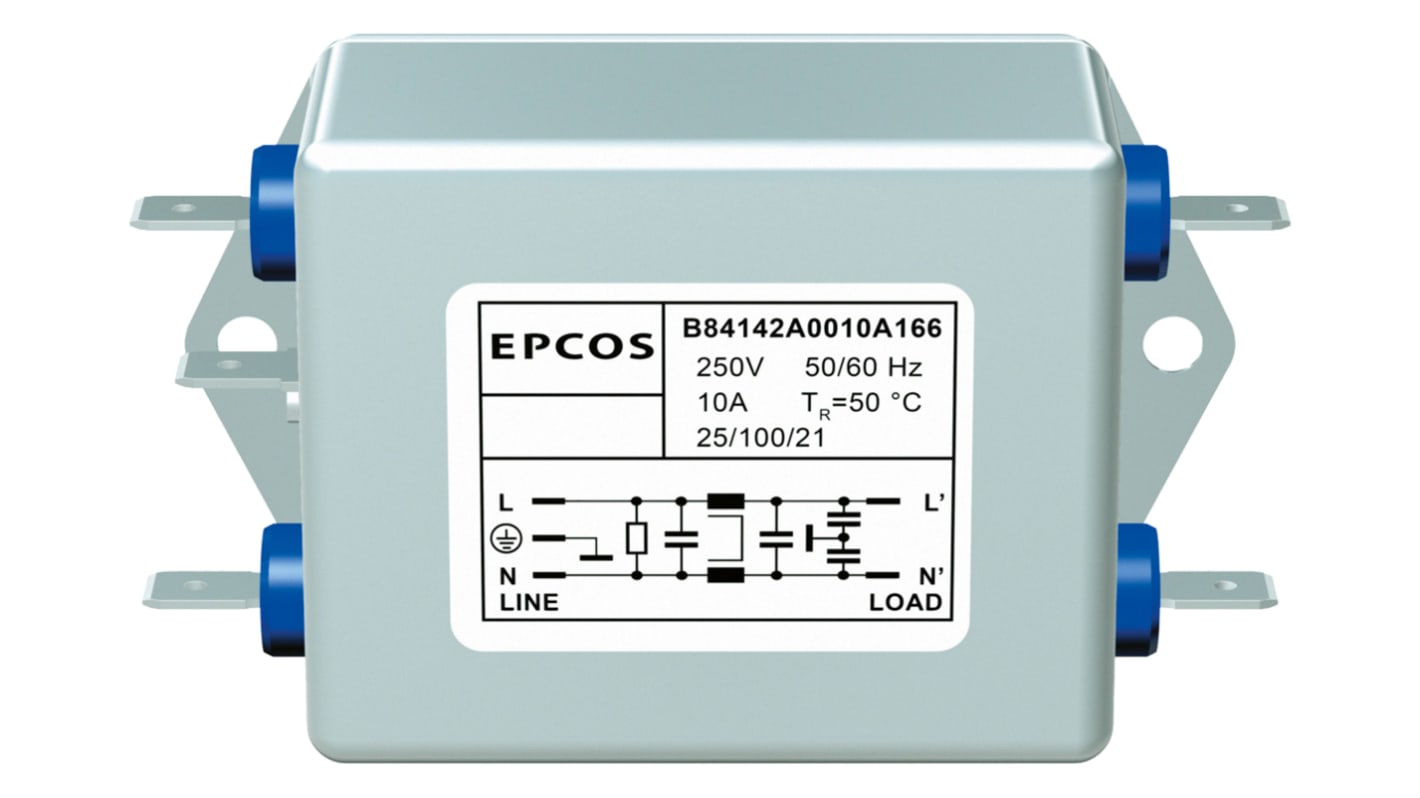 Filtro EMC EPCOS, 20A 1 fase, 250 V ac/dc Su flangia