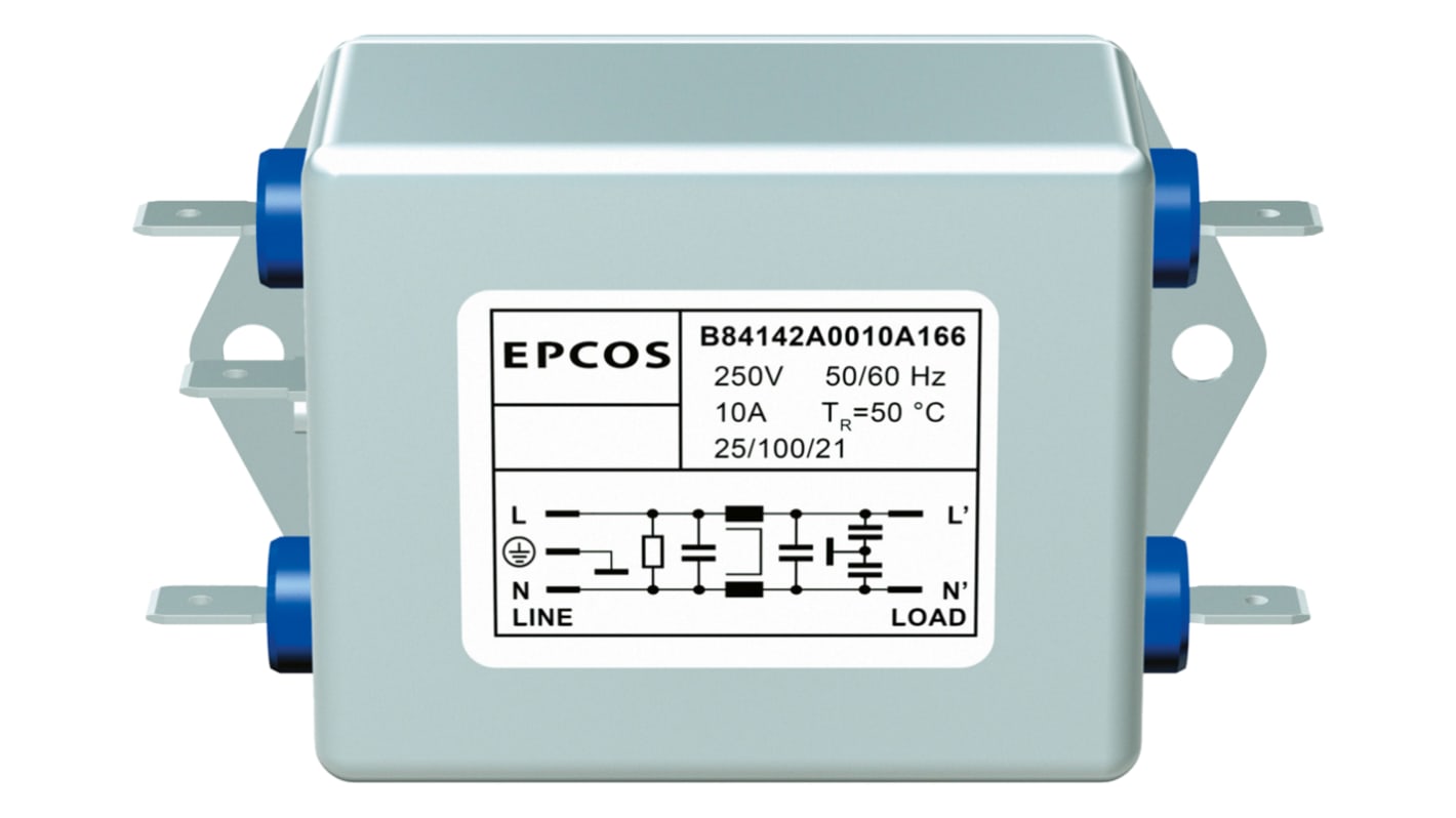 Filtro EMC EPCOS, 30A 1 fase, 250 V ac/dc Su flangia